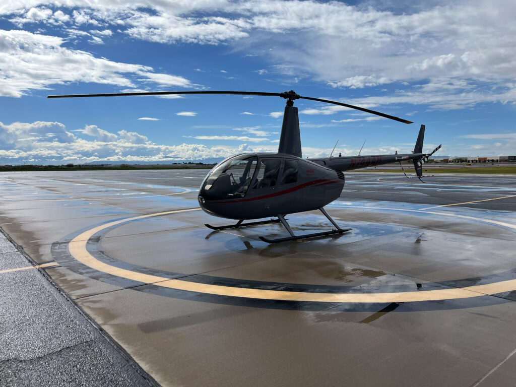 R44 Helicopter on pad